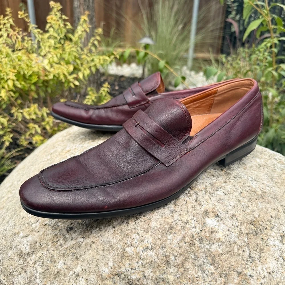 Florsheim Men's Penny Loafers Burgundy Leather Size 13D Slip-On Casual Shoes